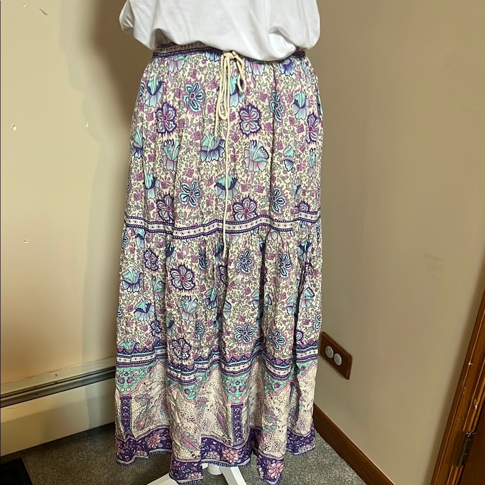 Boho Purple and Blue Maxi Skirt